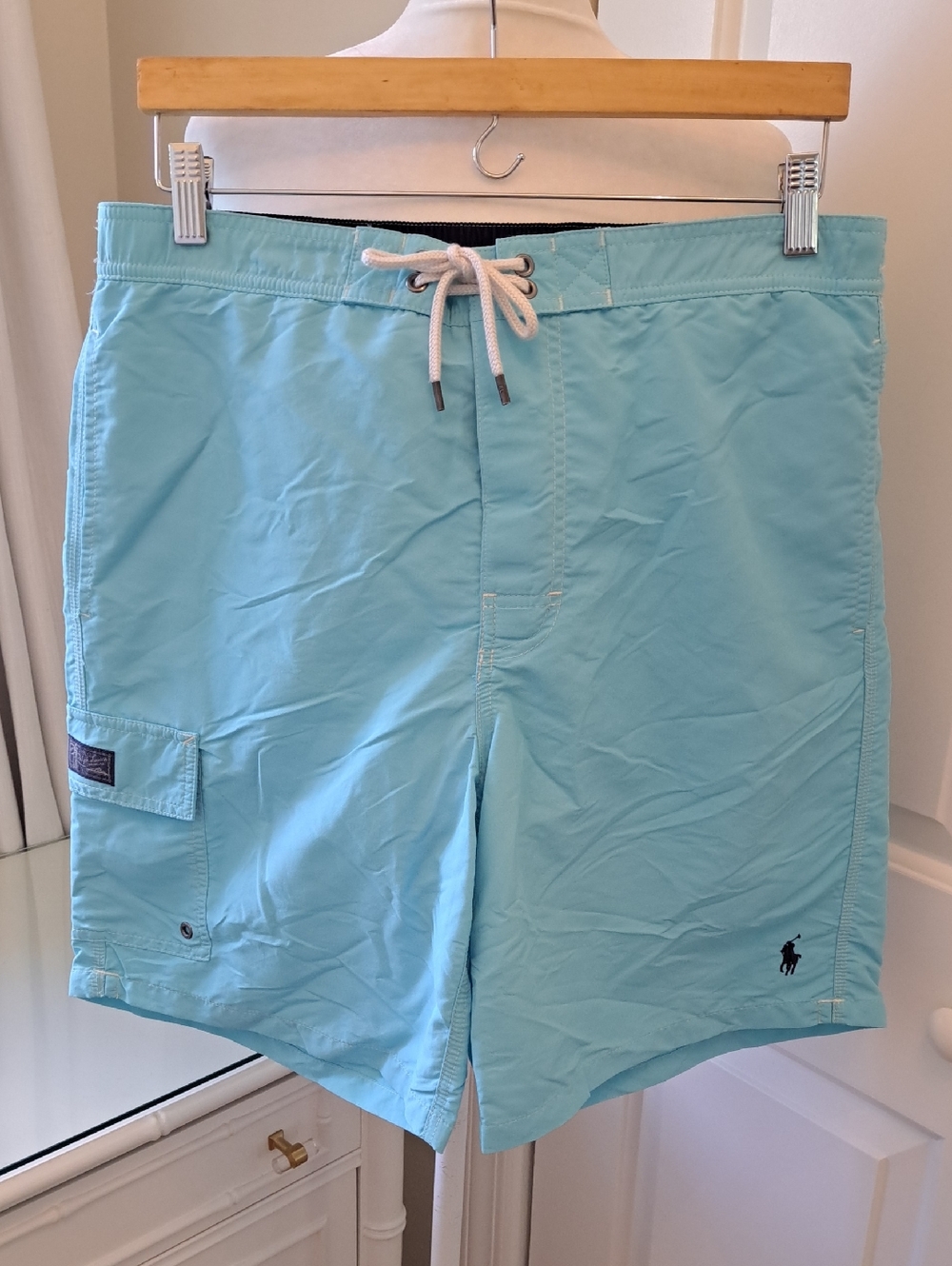 Polo Ralph Lauren Men's Blue Kailua Drawstring 8" Swim Trunks/Board Shorts LG